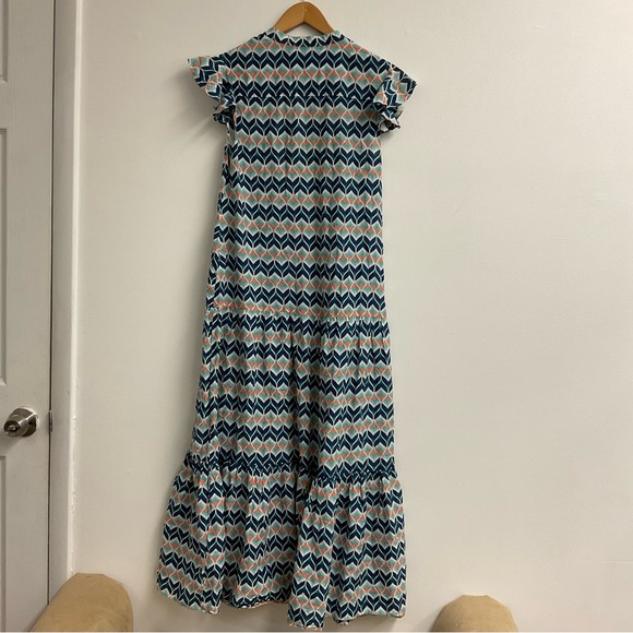 Paloma Blue Isabel Silk-Cotton Flutter Sleeve Maxi Dress - Picture 3 of 3